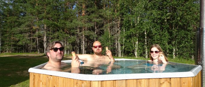 people with ice cream in a hottub